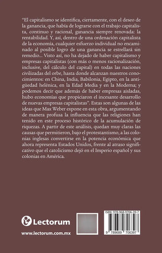 Libro La Etica Protestante Y El Espíritu Del Capitalismo, De Max Weber. Editorial Lectorum, Tapa Blanda (2025)