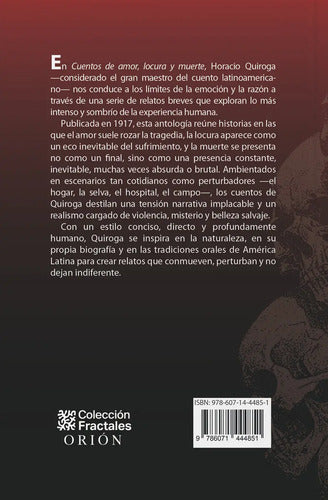 Libro Cuentos De Amor, Locura Y Muerte, De Horacio Quiroga. Editorial Mirlo, Tapa Dura (2025)
