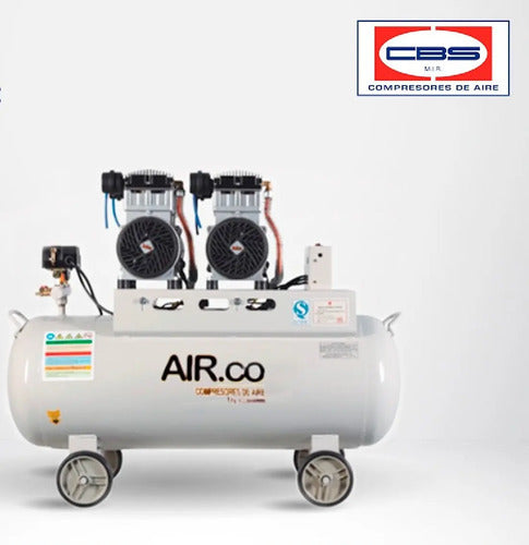 Compresor Odontológico Libre De Aceite 3hp 90 Litros Blanco Bifásica