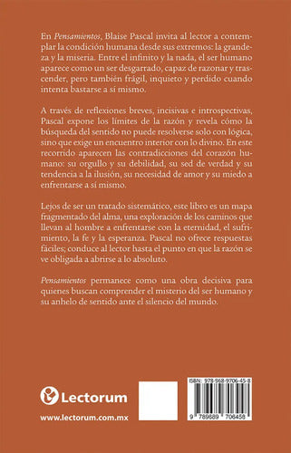Pensamientos - De Blaise Pascal - Editorial Lectorum