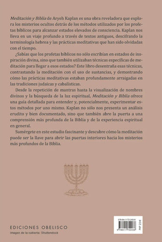 Meditación Y Biblia - De Aryeh Kaplan - Ediciones Obelisco