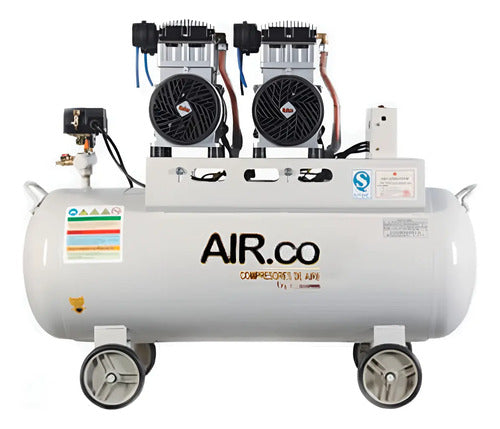 Compresor Odontológico Libre De Aceite 3hp 90 Litros Blanco Bifásica